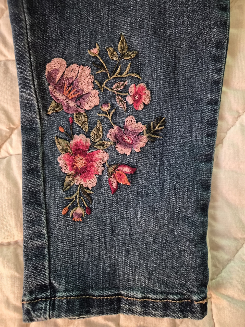 Earl - Floral Embroidered Skinny Ankle Jeans- Size 12 - Picture 7 of 11